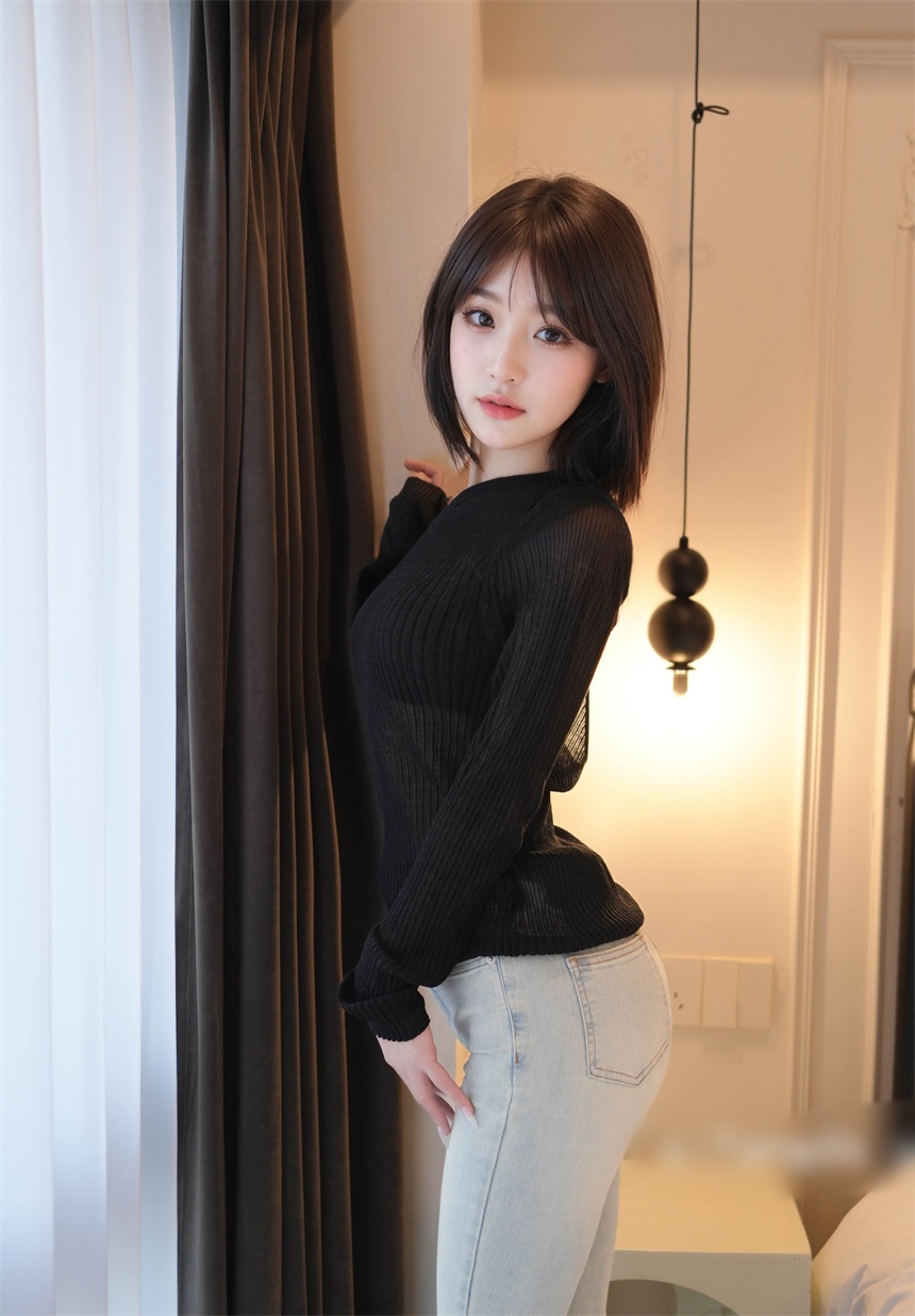 秀人模特汁汁牛仔裤黑丝摄影作品 78P